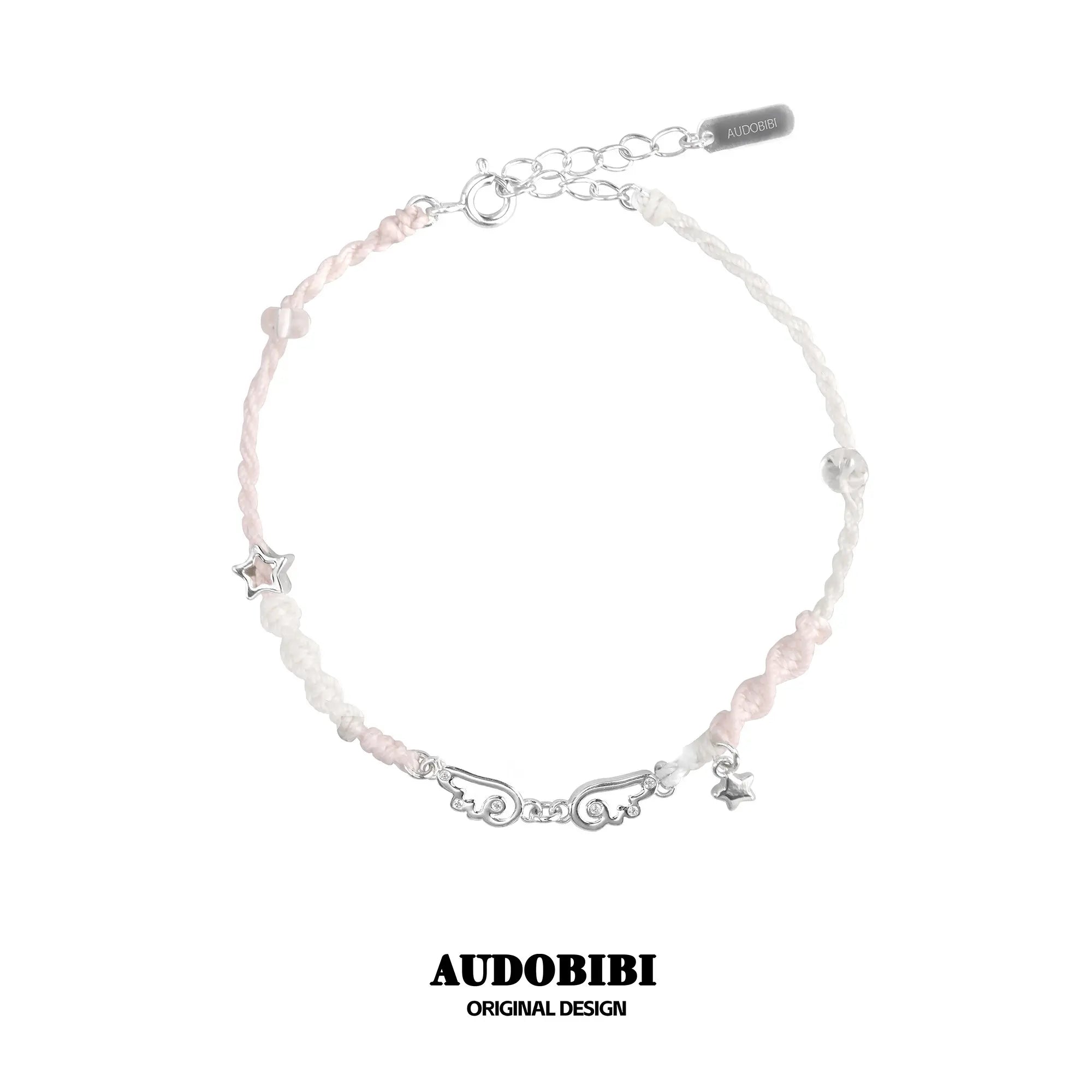Winged Grace Angel Wings Cord Bracelet — Pink.