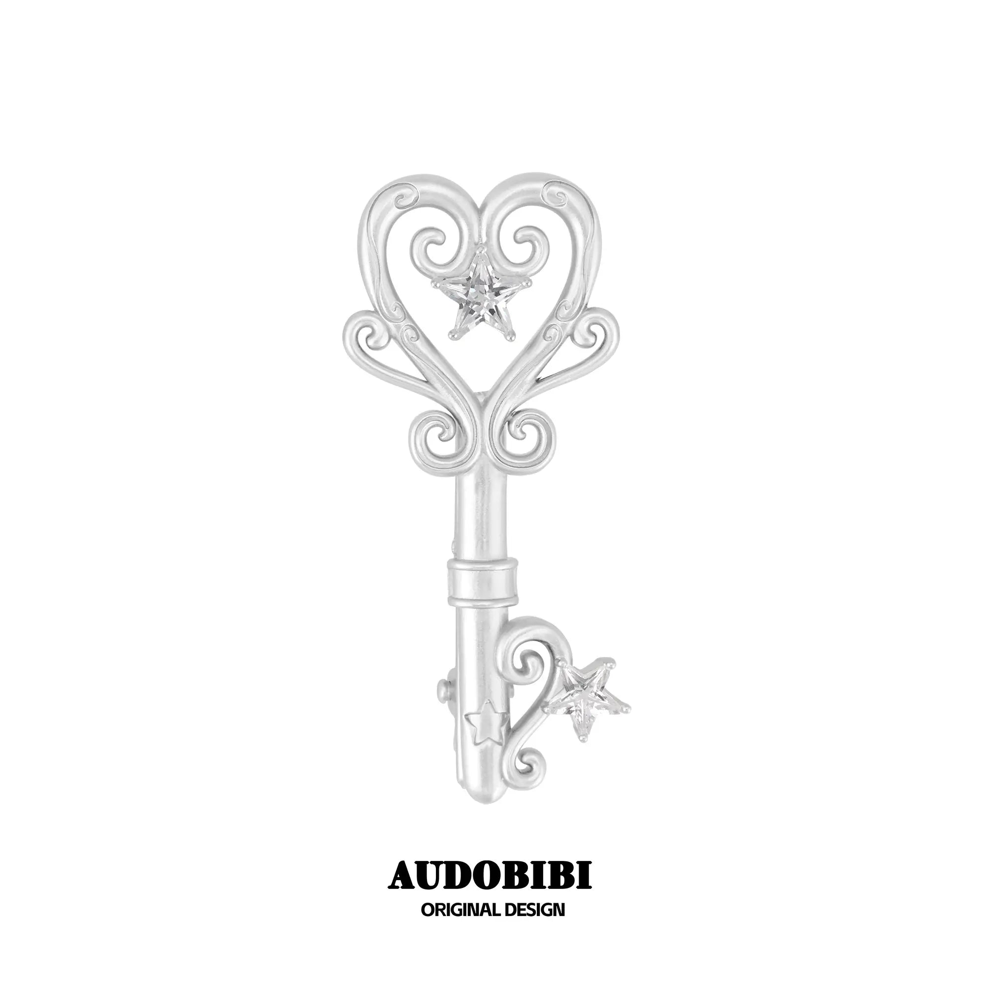 Winged Grace Key Hair Clip — Silver.