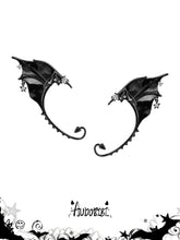 Left and right black bat-wing ear cuffs on a white background.