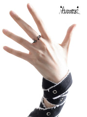 Little Devil Bat-Wing Ring, shown worn by a model.