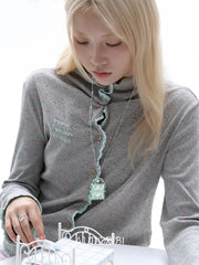 Lily Dream House Photo Locket Long Necklace, shown worn by a model.