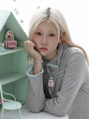 Lily Dream House Photo Locket Long Necklace, shown worn by a model.