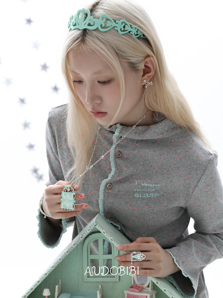 Lily Dream House Photo Locket Long Necklace, shown worn by a model.