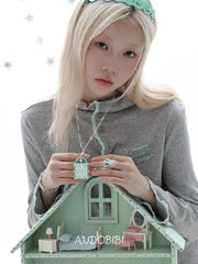 Lily Dream House Photo Locket Long Necklace, shown worn by a model.