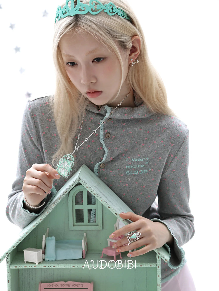 Lily Dream House Photo Locket Long Necklace, shown worn by a model.