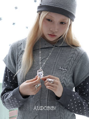 Lily Dream House Photo Locket Long Necklace, shown worn by a model.