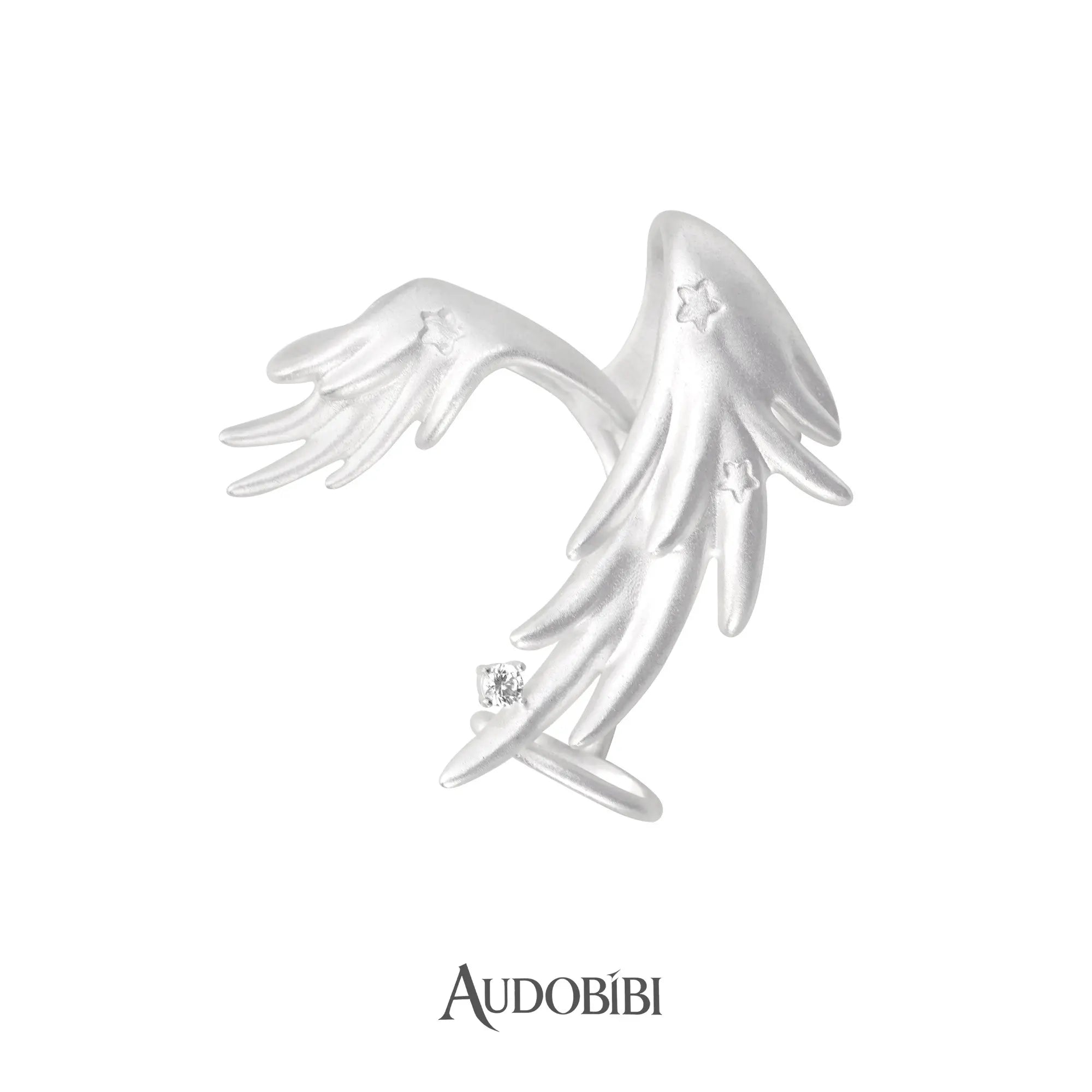 Winged Grace Judgment Angel Long Wing Ear Cuff — Left Ear.