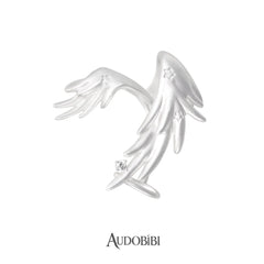 Winged Grace Judgment Angel Long Wing Ear Cuff — Left Ear.