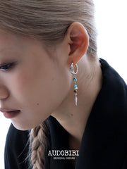 Divine Plume Neo-Chinese Style S925 Platinum Plating Irregular Ethnic-Style Feather Pendant Dangle Earrings™