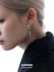 Divine Plume Neo-Chinese Style S925 Platinum Plating Irregular Ethnic-Style Feather Pendant Dangle Earrings™