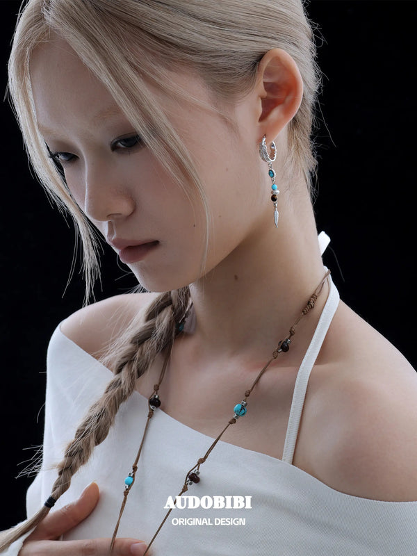 Divine Plume Neo-Chinese Style S925 Platinum Plating Irregular Ethnic-Style Feather Pendant Dangle Earrings™