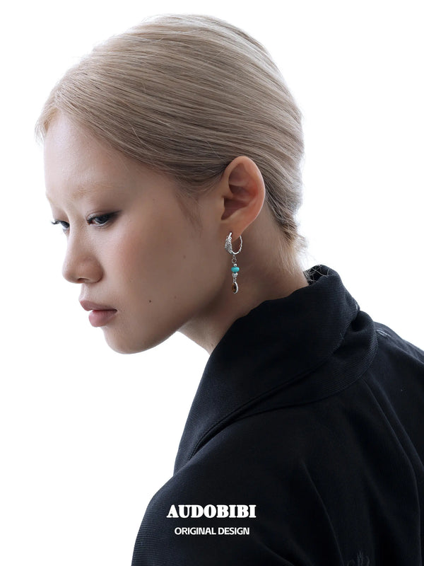 Divine Plume Neo-Chinese Style S925 Platinum Plating Irregular Ethnic-Style Feather Pendant Dangle Earrings™