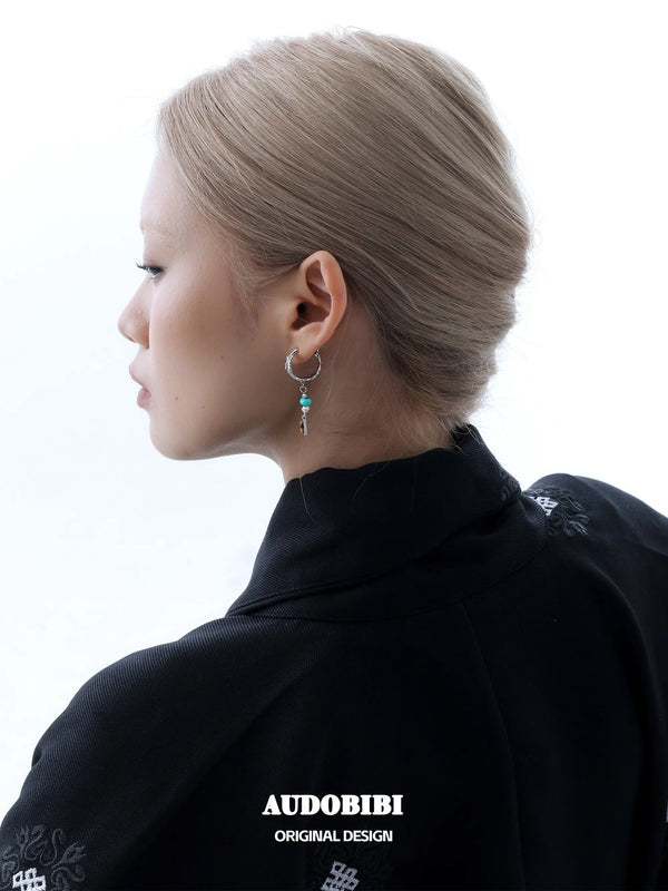 Divine Plume Neo-Chinese Style S925 Platinum Plating Irregular Ethnic-Style Feather Pendant Dangle Earrings™