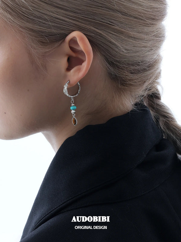 Divine Plume Neo-Chinese Style S925 Platinum Plating Irregular Ethnic-Style Feather Pendant Dangle Earrings™