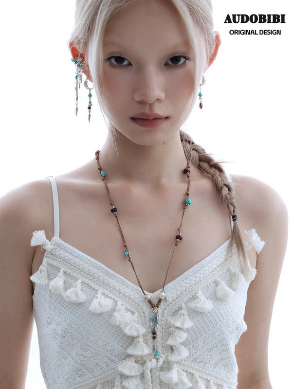 Divine Plume Neo-Chinese Style S925 Platinum Plating Irregular Ethnic-Style Feather Pendant Dangle Earrings™