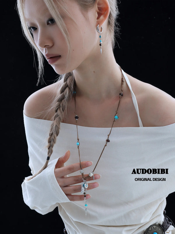 Divine Plume Neo-Chinese Style S925 Platinum Plating Irregular Ethnic-Style Feather Pendant Dangle Earrings™
