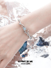 Aqua Fragments 18K Platinum Plated Aquamarine Dolphin Bracelet™