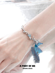 Aqua Fragments 18K Platinum Plated Aquamarine Dolphin Bracelet™