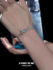 Aqua Fragments 18K Platinum Plated Aquamarine Dolphin Bracelet™