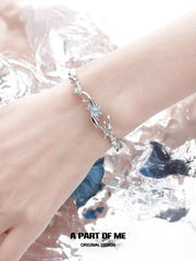 Aqua Fragments 18K Platinum Plated Aquamarine Dolphin Bracelet™
