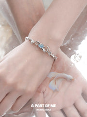 Aqua Fragments 18K Platinum Plated Aquamarine Dolphin Bracelet™