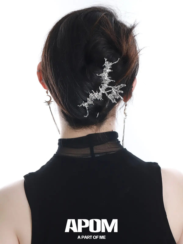 아쿠아 프래그먼트 18k 플래티넘 플레이팅 피쉬본 헤어클립 헤어클립™
