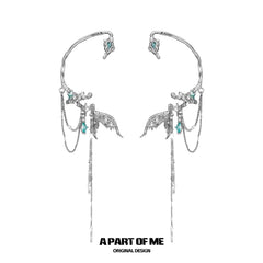 Aqua Fragments 18k Platinum Plating Fishtail Fringe Ear Hook Ear Clips™