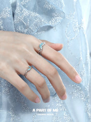 แหวนเงินสเตอร์ลิง S925 ของ Aqua Fragments™ ปรับขนาดได้