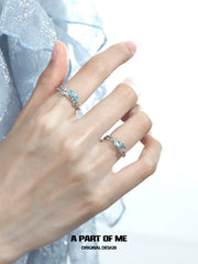 แหวนเงินสเตอร์ลิง S925 ของ Aqua Fragments™ ปรับขนาดได้