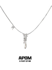 Beyond the Cocoon 18K Platinum Plated Multi-Layer Butterfly Pearl Zircon Necklace ™