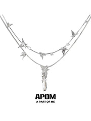Beyond the Cocoon 18K Platinum Plated Multi-Layer Butterfly Pearl Zircon Necklace ™