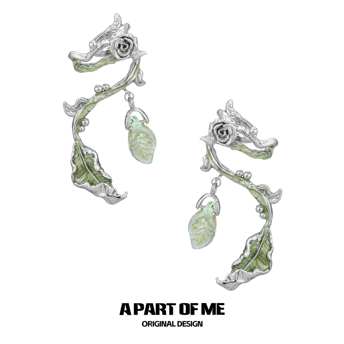Beyond the Cocoon 18k Platinum Plating Moon Stone Rose Ear Hook Ear Clips™