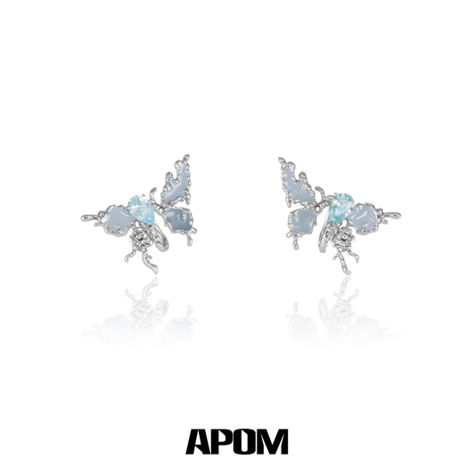 Blue Haze S925 18k Platinum Plating Butterfly Zircon Earrings™