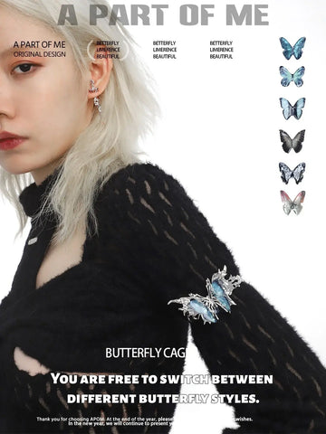 Butterfly Cage 18K Platinum Plating Changeable Butterfly Arm Rings™
