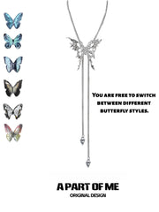 สร้อยคอโชคเกอร์ผีเสื้อแบบเปลี่ยนได้ชุบแพลตตินัม 18K Butterfly Cage ขนาดเล็ก™