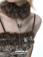สร้อยคอโชคเกอร์ผีเสื้อแบบเปลี่ยนได้ชุบแพลตตินัม 18K Butterfly Cage ขนาดเล็ก™