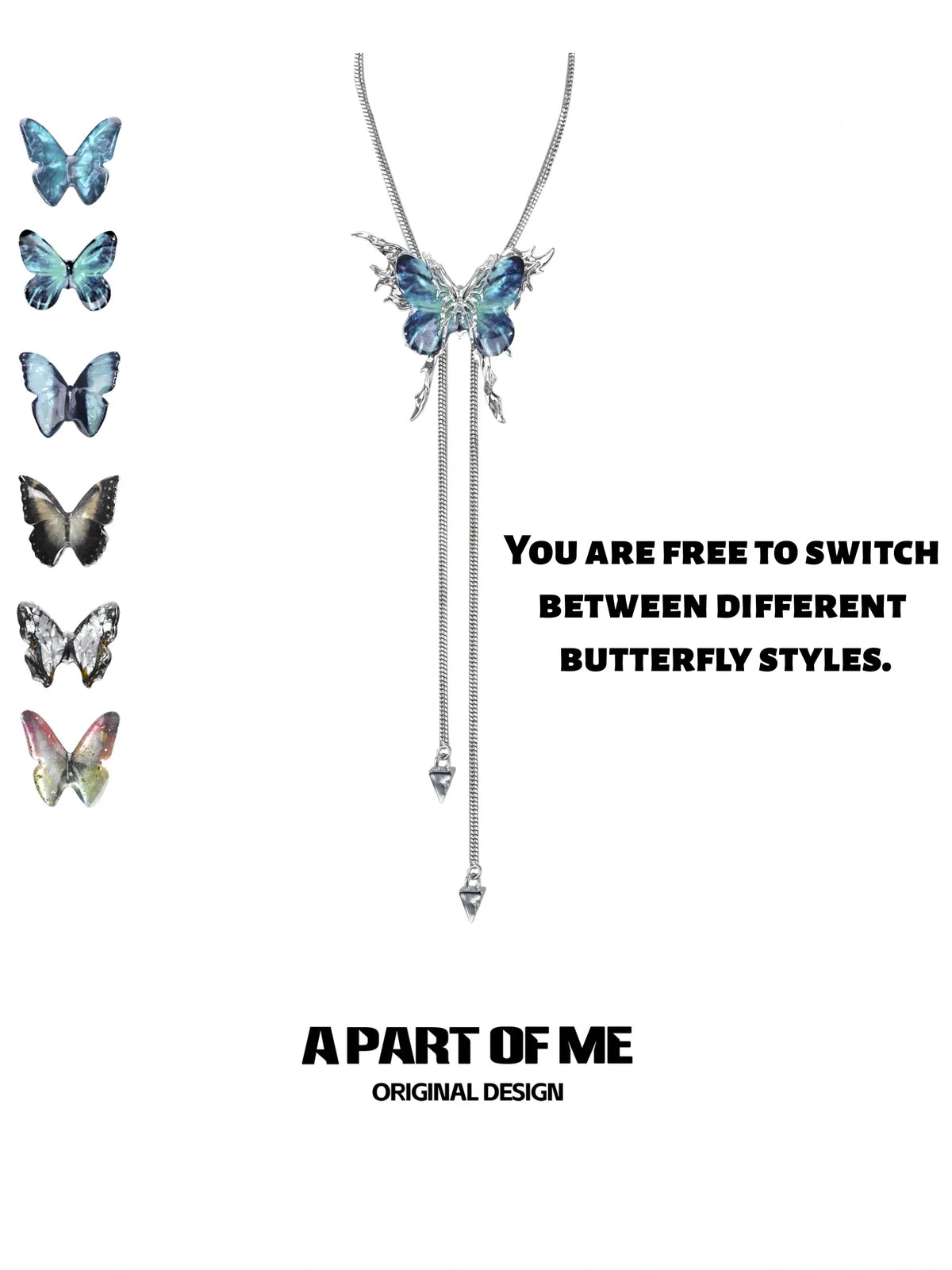 สร้อยคอโชคเกอร์ผีเสื้อแบบเปลี่ยนได้ชุบแพลตตินัม 18K Butterfly Cage ขนาดเล็ก™