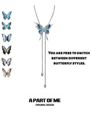 สร้อยคอโชคเกอร์ผีเสื้อแบบเปลี่ยนได้ชุบแพลตตินัม 18K Butterfly Cage ขนาดเล็ก™
