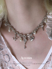 Chivalry Platinum-Plated Baroque Pearl Vintage Multi-Pendant Necklace™