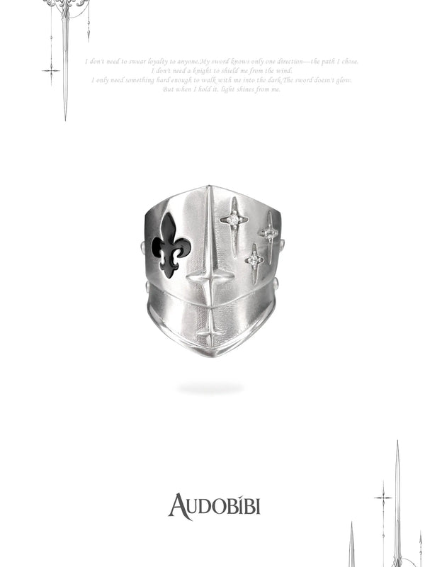 Chivalry Platinum-Plated Medieval-Style Knight's Armor Zircon Open-Faced Adjustable Joint Ring™