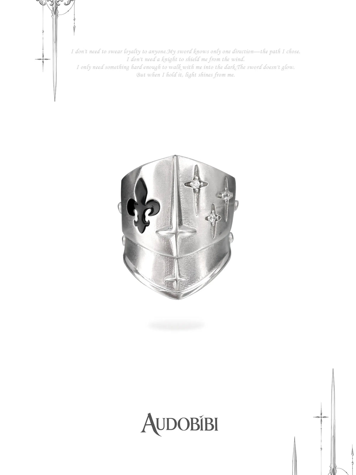 Chivalry Platinum-Plated Medieval-Style Knight's Armor Zircon Open-Faced Adjustable Joint Ring™