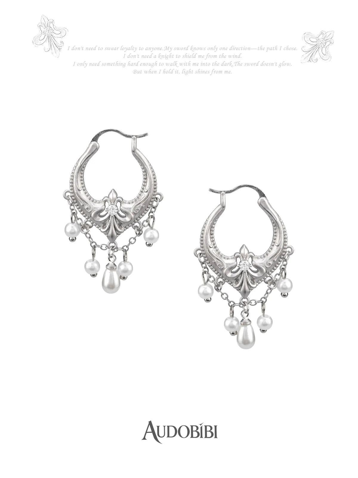 Chivalry Platinum-Plated Medieval Court-Style Baroque Vintage Pearl Hoop Hook Earrings™