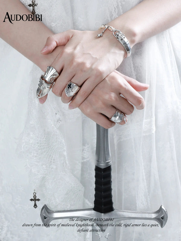 Chivalry Platinum-Plated Retro Baroque-Style Knight Armor Segmented Movable Joint Ring™