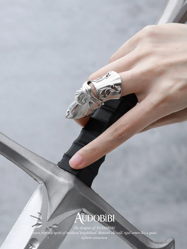 Chivalry Platinum-Plated Retro Baroque-Style Knight Armor Segmented Movable Joint Ring™