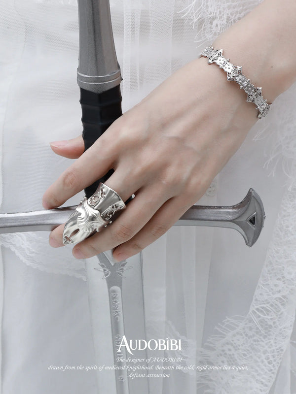 Chivalry Platinum-Plated Retro Baroque-Style Knight Armor Segmented Movable Joint Ring™
