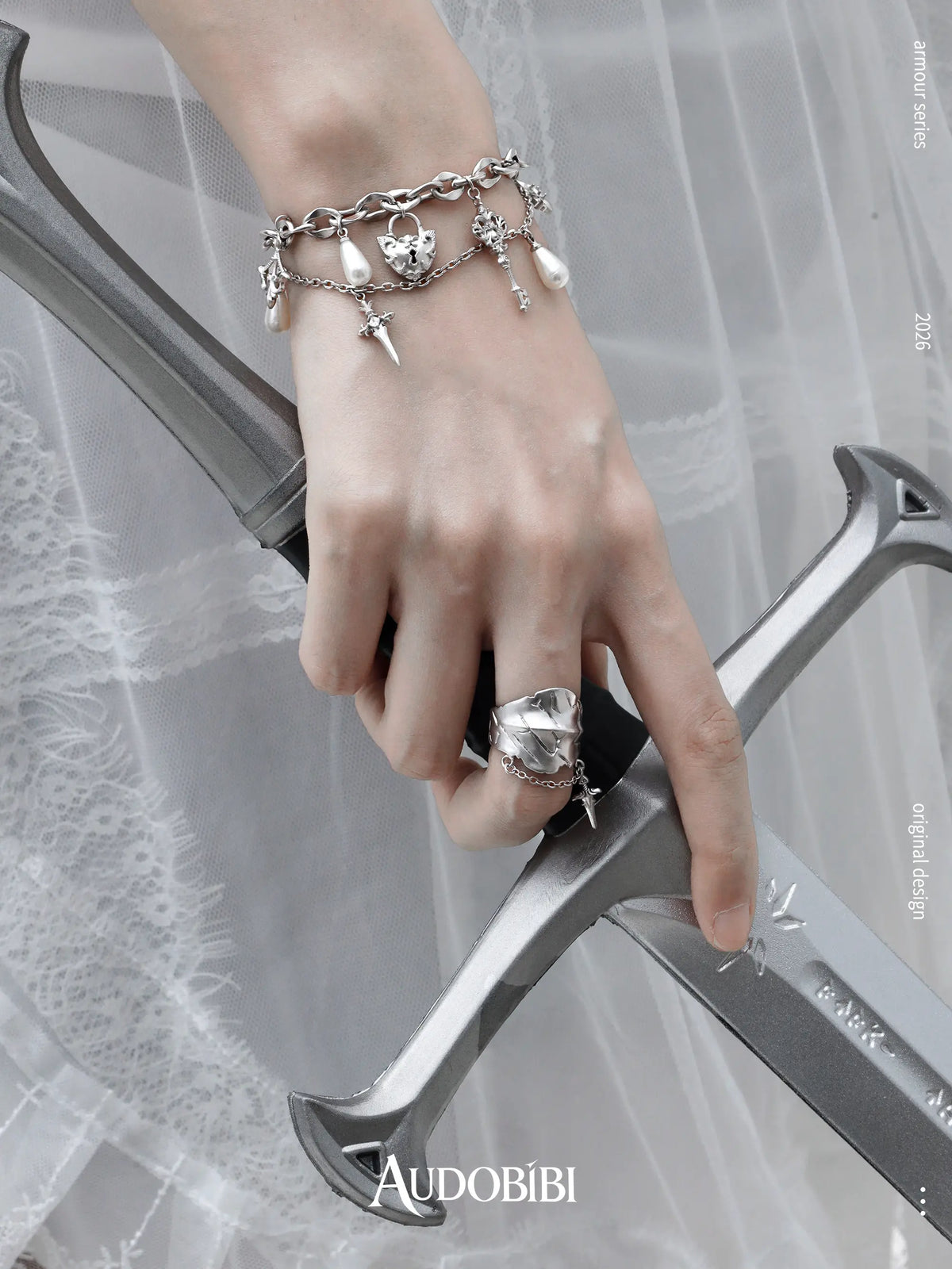 Chivalry Platinum-Plated Vintage Baroque-Style Armor Chain Adjustable Ring™