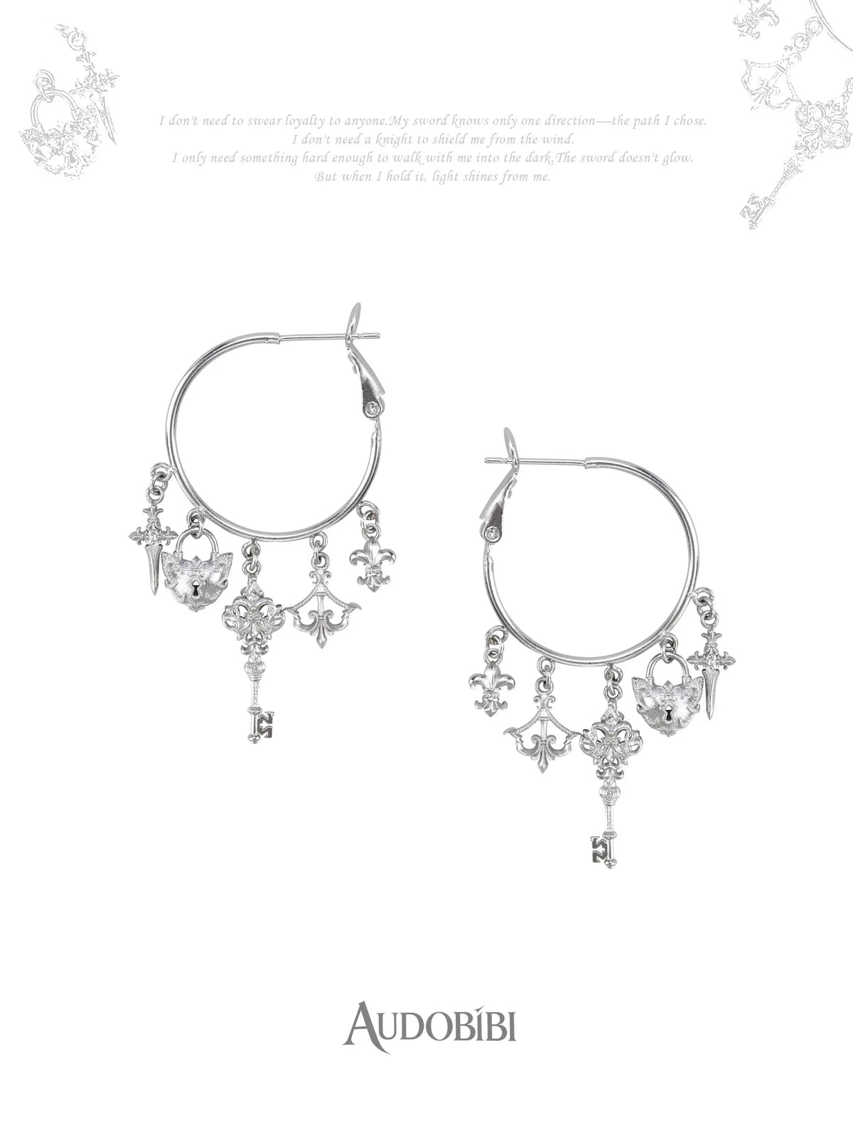 Chivalry S925 Pin Platinum-Plated Vintage Baroque-Style Knight Hoop Hook Earrings™
