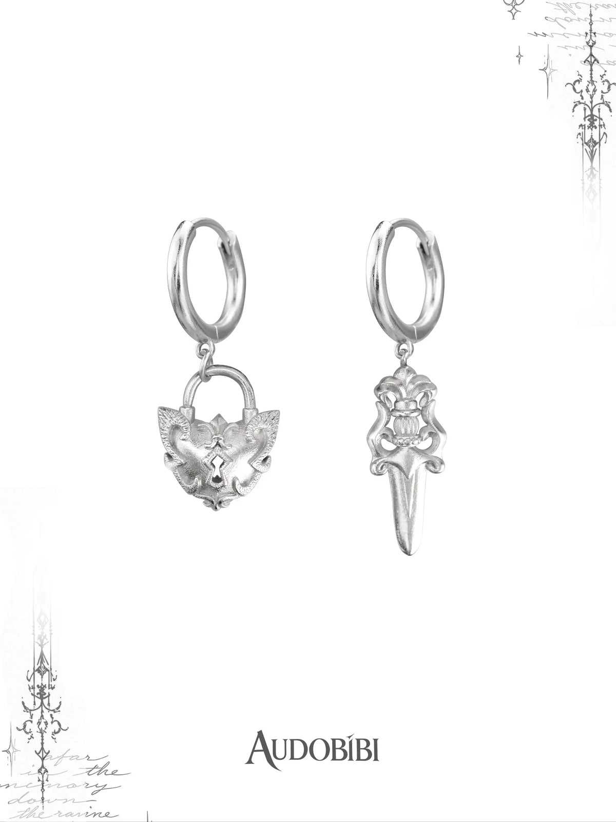 Chivalry S925 Pin Platinum-Plated Vintage Knight Asymmetrical Huggie Drop Pendant Earrings™