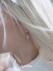 Chivalry S925 Pin Platinum-Plated Vintage Knight Asymmetrical Huggie Drop Pendant Earrings™