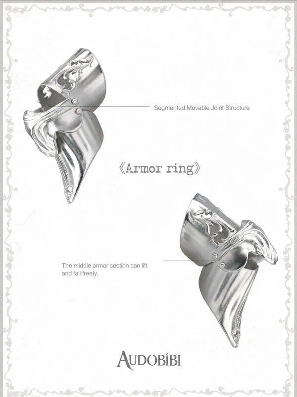 Chivalry Platinum-Plated Retro Baroque-Style Knight Armor Segmented Movable Joint Ring™